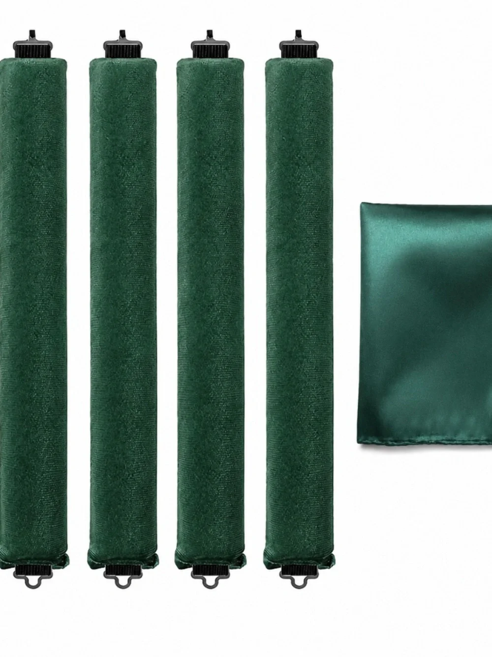 Heatless Hair Curler Rods Set 4 Velvet Foam Hair Rollers + 1 Satin Hair Scarf